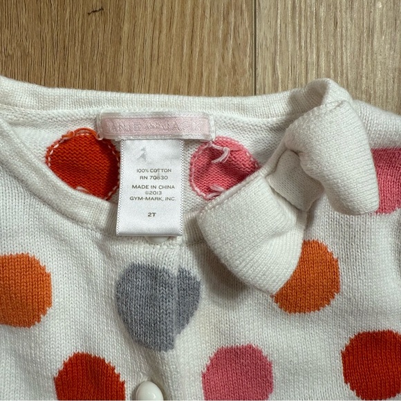 Janie and Jack Polka Dot Cardigan Cotton Sweater Girls Size 2T - Picture 3 of 4